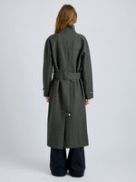 Proenza Schouler Back full length image of model wearing Corey Trench in Washed Cotton in Willow