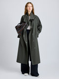 Proenza Schouler Front full length image of model wearing Corey Trench in Washed Cotton in Willow