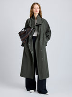 Proenza Schouler Front full length image of model wearing Corey Trench in Washed Cotton in Willow