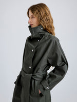 Proenza Schouler Detail image of model wearing Corey Trench in Washed Cotton in Willow