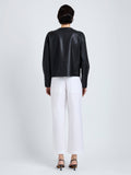 Proenza Schouler Back full length image of model wearing Robin Jacket in Leather in Black