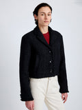 Proenza Schouler Detail image of model wearing Nima Jacket in Basket Weave in Black