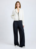Proenza Schouler Front full length image of model wearing Nima Jacket in Basket Weave in White