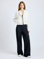 Proenza Schouler Front full length image of model wearing Nima Jacket in Basket Weave in White