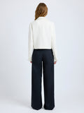Proenza Schouler Back full length image of model wearing Nima Jacket in Basket Weave in White