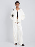 Proenza Schouler Front full length image of model wearing Madigan Jacket in Jacquard Cotton in Off White