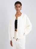 Proenza Schouler Detail image of model wearing Madigan Jacket in Jacquard Cotton in Off White