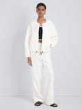 Proenza Schouler Front full length image of model wearing Madigan Jacket in Jacquard Cotton in Off White