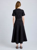 Proenza Schouler Back full length image of model wearing Elizabeth Dress in Solid Cotton Linen in Black