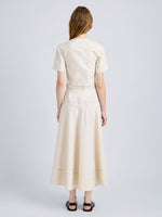 Proenza Schouler Back full length image of model wearing Elizabeth Dress in Solid Cotton Linen in Barley Melange
