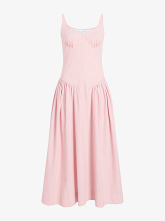 Proenza Schouler Still Life image of Solira Dress in Seersucker in Rust Off White