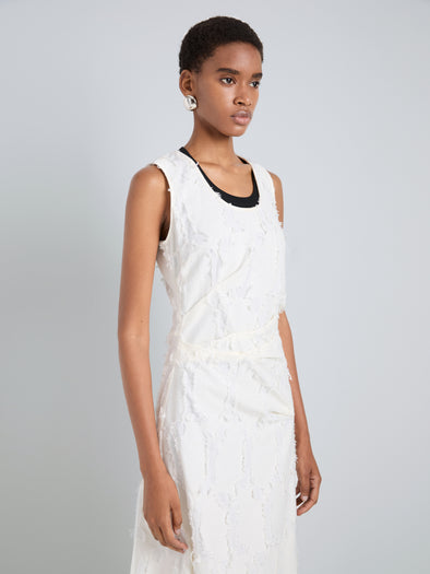 Proenza Schouler Detail image of model wearing Violeta Dress in Jacquard Cotton in Off White