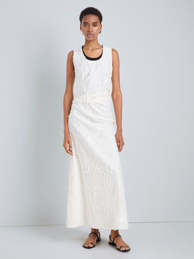 Proenza Schouler Front full length image of model wearing Miranda Dress in Linen Slub in Orchid