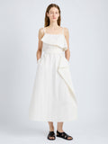 Proenza Schouler Front full length image of model wearing Reign Dress in Washed Cotton in Alabaster