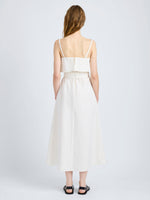 Proenza Schouler Back full length image of model wearing Reign Dress in Washed Cotton in Alabaster