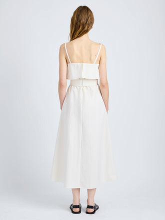 Proenza Schouler Back full length image of model wearing Reign Dress in Washed Cotton in Alabaster