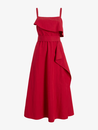 Proenza Schouler Still Life image of Reign Dress in Washed Cotton in Brick