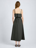 Proenza Schouler Back full length image of model wearing Reign Dress in Washed Cotton in Willow