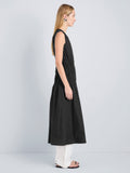 Proenza Schouler Side full length image of model wearing Loren Dress in Poplin in Black
