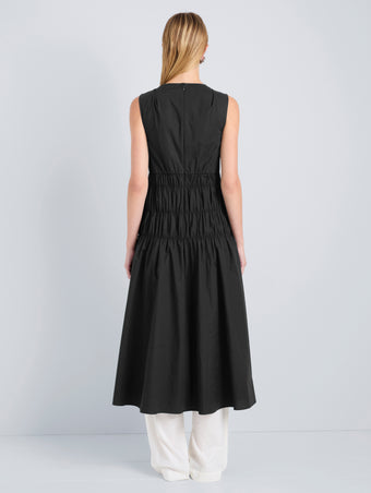 Proenza Schouler Back full length image of model wearing Loren Dress in Poplin in Black