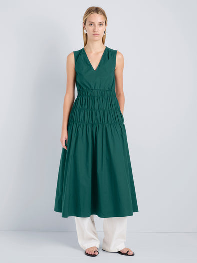 Proenza Schouler Front full length image of model wearing Miranda Dress in Linen Slub in Orchid