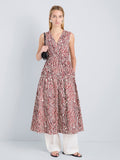 Proenza Schouler Front full length image of model wearing Loren Dress in Poplin in Rust Cream Multi