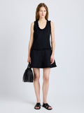 Proenza Schouler Front full length image of model wearing Kaida Dress in Basketweave Tweed in Black