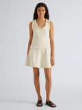 Proenza Schouler Front full length image of model wearing Kaida Dress in Basketweave Tweed in White