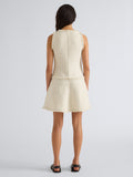 Proenza Schouler Back full length image of model wearing Kaida Dress in Basketweave Tweed in White