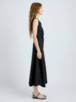 Proenza Schouler Side full length image of model wearing Anoushka Dress in Poplin in Black