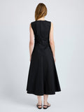 Proenza Schouler Back full length image of model wearing Anoushka Dress in Poplin in Black