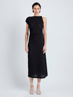 Proenza Schouler Front full length image of model wearing Astra Dress in Stretch Lace in Black