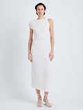 Proenza Schouler Front full length image of model wearing Astra Dress in Stretch Lace in Alabaster