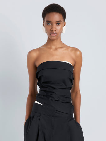 Proenza Schouler Front cropped image of model wearing Maisy Strapless Top in Poplin in Black