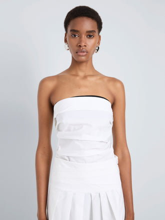 Proenza Schouler Front cropped image of model wearing Maisy Strapless Top in Poplin in White