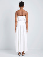 Proenza Schouler Back full length image of model wearing Maisy Strapless Top in Poplin in White