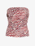 Proenza Schouler Still Life image of Maisy Strapless Top in Poplin in Rust Cream Multi