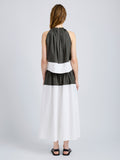 Proenza Schouler Back full length image of model wearing Esme Top in Poplin in WillowWhite