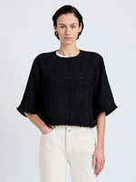Proenza Schouler Front cropped image of model wearing Maura Top in Basket Weave in Black