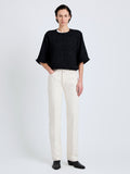 Proenza Schouler Front full length image of model wearing Maura Top in Basket Weave in Black