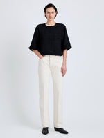 Proenza Schouler Front full length image of model wearing Maura Top in Basket Weave in Black