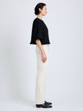 Proenza Schouler Side full length image of model wearing Maura Top in Basket Weave in Black