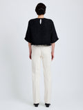 Proenza Schouler Back full length image of model wearing Maura Top in Basket Weave in Black