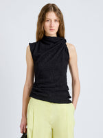 Proenza Schouler Front cropped image of model wearing Circe Top in Stretch Lace in Black