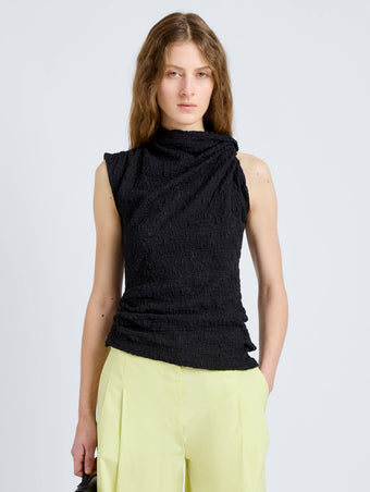 Proenza Schouler Front cropped image of model wearing Circe Top in Stretch Lace in Black