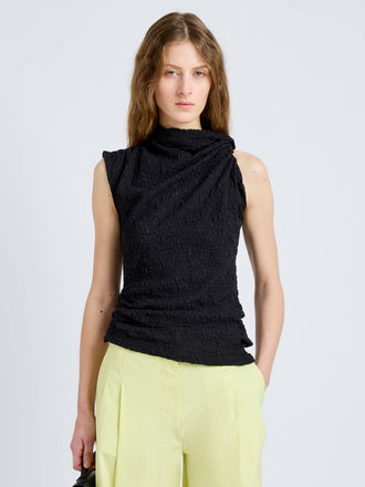 Proenza Schouler Front cropped image of model wearing Circe Top in Stretch Lace in Black