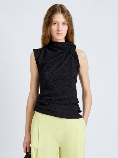 Proenza Schouler Front cropped image of model wearing Circe Top in Stretch Lace in Black