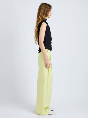 Proenza Schouler Side full length image of model wearing Circe Top in Stretch Lace in Black