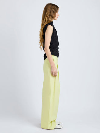 Proenza Schouler Side full length image of model wearing Circe Top in Stretch Lace in Black