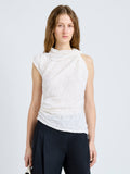 Proenza Schouler Front cropped image of model wearing Circe Top in Stretch Lace in Alabaster